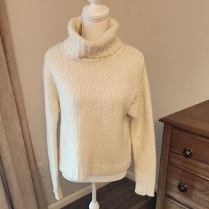 J. Crew Cream Funnel Neck Knit Sweater